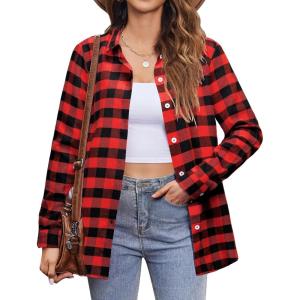 imageZeagoo Flannel Shirt Women Button Down Long Sleeve Plaid Shirts Collared Casual Work Tops S2XLGz440