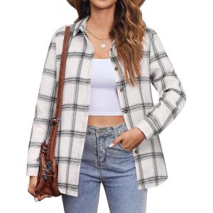 imageZeagoo Flannel Shirt Women Button Down Long Sleeve Plaid Shirts Collared Casual Work Tops S2XLGz714