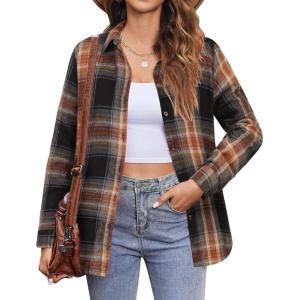 imageZeagoo Flannel Shirt Women Button Down Long Sleeve Plaid Shirts Collared Casual Work Tops S2XLGz719