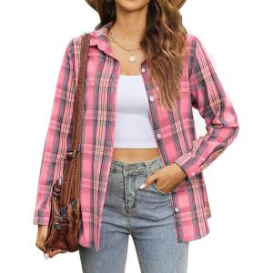 imageZeagoo Flannel Shirt Women Button Down Long Sleeve Plaid Shirts Collared Casual Work Tops S2XLGz720