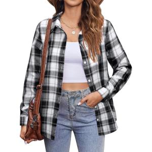 imageZeagoo Flannel Shirt Women Button Down Long Sleeve Plaid Shirts Collared Casual Work Tops S2XLGz934