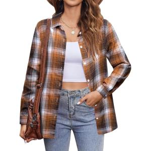 imageZeagoo Flannel Shirt Women Button Down Long Sleeve Plaid Shirts Collared Casual Work Tops S2XLGz936