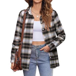 imageZeagoo Flannel Shirt Women Button Down Long Sleeve Plaid Shirts Collared Casual Work Tops S2XLGz938