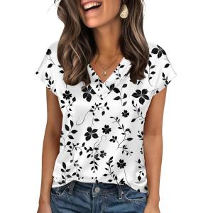 imageZeagoo Women Silk Satin Tops Cap Short Sleeve Blouse V Neck Shirts Business Casual Outfits S2XLSf291