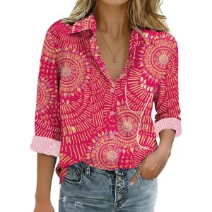 imageZeagoo Womens Cotton Linen Button Down Shirts Loose Fit Long Sleeve Collared Blouse Casual V Neck Tops Outfits S3XLCx320