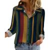 imageZeagoo Blouse for Women Dressy Long Sleeve Button Down Shirts Business Casual Outfit Lightweight SolidPrinted TopsStripes Multicolor 275