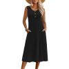 imageZeagoo Women Summer Midi Dress 2026 Sleeveless Casual Beach Sundress Button Down Loose Spring Tank Dresses with PocketsBlack