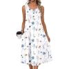 imageZeagoo Women Summer Midi Dress 2026 Sleeveless Casual Beach Sundress Button Down Loose Spring Tank Dresses with PocketsWhite Blue