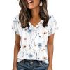imageZeagoo Womens Summer Tops Rolled Short Sleeve V Neck Shirts Casual Dressy Business Work Blouses OutfitsWhite Flowersbf290