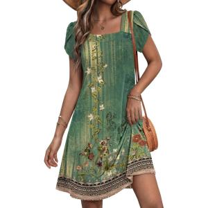 imageZEAGOO Summer Dresses for Women 2026 Sundress Short Petal Sleeve Dress with Pockets Floral Dresses for CasualFloralmz840