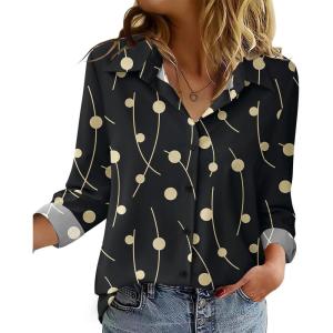 imageZeagoo Blouse for Women Dressy Long Sleeve Button Down Shirts Business Casual Outfit Lightweight SolidPrinted TopsGeometric Black 601