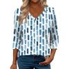 imageZeagoo 34 Length Sleeve Womens Tops Casual V Neck Shirts Soft Basic Tees Business Work BlousesBlue White Stripe