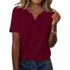 imageZeagoo Womens Summer Tops Casual Short Sleeve V Neck Shirts Business Dressy Work BlousesWine Red