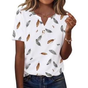 imageZeagoo Womens Summer Tops Casual Short Sleeve V Neck Shirts Business Dressy Work BlousesPrint 170