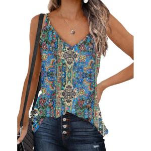 imageZeagoo Womens V Neck Camisole Tank Top Strap Sleeveless T Shirt Casual Loose Vest Blouse  SXXLMz779