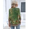 image:imageZeagoo 34 Length Sleeve Womens Tops 2026 V Neck T Shirts Dressy Casual Fall Blouses Floral Summer Business Work Basic TeesA01green Ethnic Print
