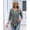 image:imageZeagoo 34 Length Sleeve Womens Tops 2026 V Neck T Shirts Dressy Casual Fall Blouses Floral Summer Business Work Basic TeesA02blue Boho Print