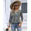 image:imageZeagoo 34 Length Sleeve Womens Tops 2026 V Neck T Shirts Dressy Casual Fall Blouses Floral Summer Business Work Basic TeesA02blue Boho Print