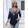 image:imageZeagoo 34 Length Sleeve Womens Tops 2026 V Neck T Shirts Dressy Casual Fall Blouses Floral Summer Business Work Basic TeesA03navy Flower