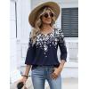 image:imageZeagoo 34 Length Sleeve Womens Tops 2026 V Neck T Shirts Dressy Casual Fall Blouses Floral Summer Business Work Basic TeesA03navy Flower
