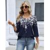 image:imageZeagoo 34 Length Sleeve Womens Tops 2026 V Neck T Shirts Dressy Casual Fall Blouses Floral Summer Business Work Basic TeesA03navy Flower