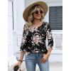 image:imageZeagoo 34 Length Sleeve Womens Tops 2026 V Neck T Shirts Dressy Casual Fall Blouses Floral Summer Business Work Basic TeesBlack Pink Floral