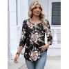 image:imageZeagoo 34 Length Sleeve Womens Tops 2026 V Neck T Shirts Dressy Casual Fall Blouses Floral Summer Business Work Basic TeesBlack Pink Floral