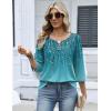 image:imageZeagoo 34 Length Sleeve Womens Tops 2026 V Neck T Shirts Dressy Casual Fall Blouses Floral Summer Business Work Basic TeesBlue Floral