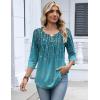 image:imageZeagoo 34 Length Sleeve Womens Tops 2026 V Neck T Shirts Dressy Casual Fall Blouses Floral Summer Business Work Basic TeesBlue Floral