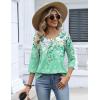 image:imageZeagoo 34 Length Sleeve Womens Tops 2026 V Neck T Shirts Dressy Casual Fall Blouses Floral Summer Business Work Basic TeesGreen Print