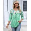 image:imageZeagoo 34 Length Sleeve Womens Tops 2026 V Neck T Shirts Dressy Casual Fall Blouses Floral Summer Business Work Basic TeesGreen Print