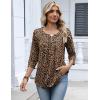 image:imageZeagoo 34 Length Sleeve Womens Tops 2026 V Neck T Shirts Dressy Casual Fall Blouses Floral Summer Business Work Basic TeesLeopard Print