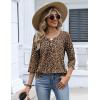 image:imageZeagoo 34 Length Sleeve Womens Tops 2026 V Neck T Shirts Dressy Casual Fall Blouses Floral Summer Business Work Basic TeesLeopard Print