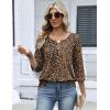 image:imageZeagoo 34 Length Sleeve Womens Tops 2026 V Neck T Shirts Dressy Casual Fall Blouses Floral Summer Business Work Basic TeesLeopard Print