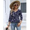 image:imageZeagoo 34 Length Sleeve Womens Tops 2026 V Neck T Shirts Dressy Casual Fall Blouses Floral Summer Business Work Basic TeesNavy Blue Flower