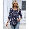 image:imageZeagoo 34 Length Sleeve Womens Tops 2026 V Neck T Shirts Dressy Casual Fall Blouses Floral Summer Business Work Basic TeesNavy Blue Flower