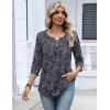 image:imageZeagoo 34 Length Sleeve Womens Tops 2026 V Neck T Shirts Dressy Casual Fall Blouses Floral Summer Business Work Basic TeesNavy Blue Print