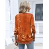 image:imageZeagoo 34 Length Sleeve Womens Tops 2026 V Neck T Shirts Dressy Casual Fall Blouses Floral Summer Business Work Basic TeesOrange Ethnic Print