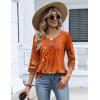 image:imageZeagoo 34 Length Sleeve Womens Tops 2026 V Neck T Shirts Dressy Casual Fall Blouses Floral Summer Business Work Basic TeesOrange Ethnic Print