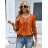image:imageZeagoo 34 Length Sleeve Womens Tops 2026 V Neck T Shirts Dressy Casual Fall Blouses Floral Summer Business Work Basic TeesOrange Ethnic Print