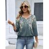 image:imageZeagoo 34 Length Sleeve Womens Tops 2026 V Neck T Shirts Dressy Casual Fall Blouses Floral Summer Business Work Basic TeesPlants Flowers