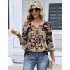 image:imageZeagoo 34 Length Sleeve Womens Tops 2026 V Neck T Shirts Dressy Casual Fall Blouses Floral Summer Business Work Basic TeesPurplebeige