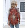 image:imageZeagoo 34 Length Sleeve Womens Tops 2026 V Neck T Shirts Dressy Casual Fall Blouses Floral Summer Business Work Basic TeesRust Ethnic Pattern