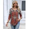 image:imageZeagoo 34 Length Sleeve Womens Tops 2026 V Neck T Shirts Dressy Casual Fall Blouses Floral Summer Business Work Basic TeesRust Ethnic Pattern