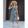 image:imageZeagoo Summer Dress for Women 2026 Sleeveless Tank Midi Dress Vacation Beach Sundress Aline Boho ClothingBlue Plant Leaves