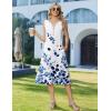 image:imageZeagoo Summer Dress for Women 2026 Sleeveless Tank Midi Dress Vacation Beach Sundress Aline Boho ClothingBlue Watercolor Leaves