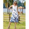 image:imageZeagoo Summer Dress for Women 2026 Sleeveless Tank Midi Dress Vacation Beach Sundress Aline Boho ClothingBlue Watercolor Leaves