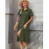 image:imageZeagoo Summer Dresses for Women 2026 Button Down Shirt Dresses Aline Long Sundress Short Sleeve Beach Travel Cover UpArmy Green