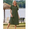 image:imageZeagoo Summer Dresses for Women 2026 Button Down Shirt Dresses Aline Long Sundress Short Sleeve Beach Travel Cover UpArmy Green