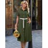 image:imageZeagoo Summer Dresses for Women 2026 Button Down Shirt Dresses Aline Long Sundress Short Sleeve Beach Travel Cover UpArmy Green